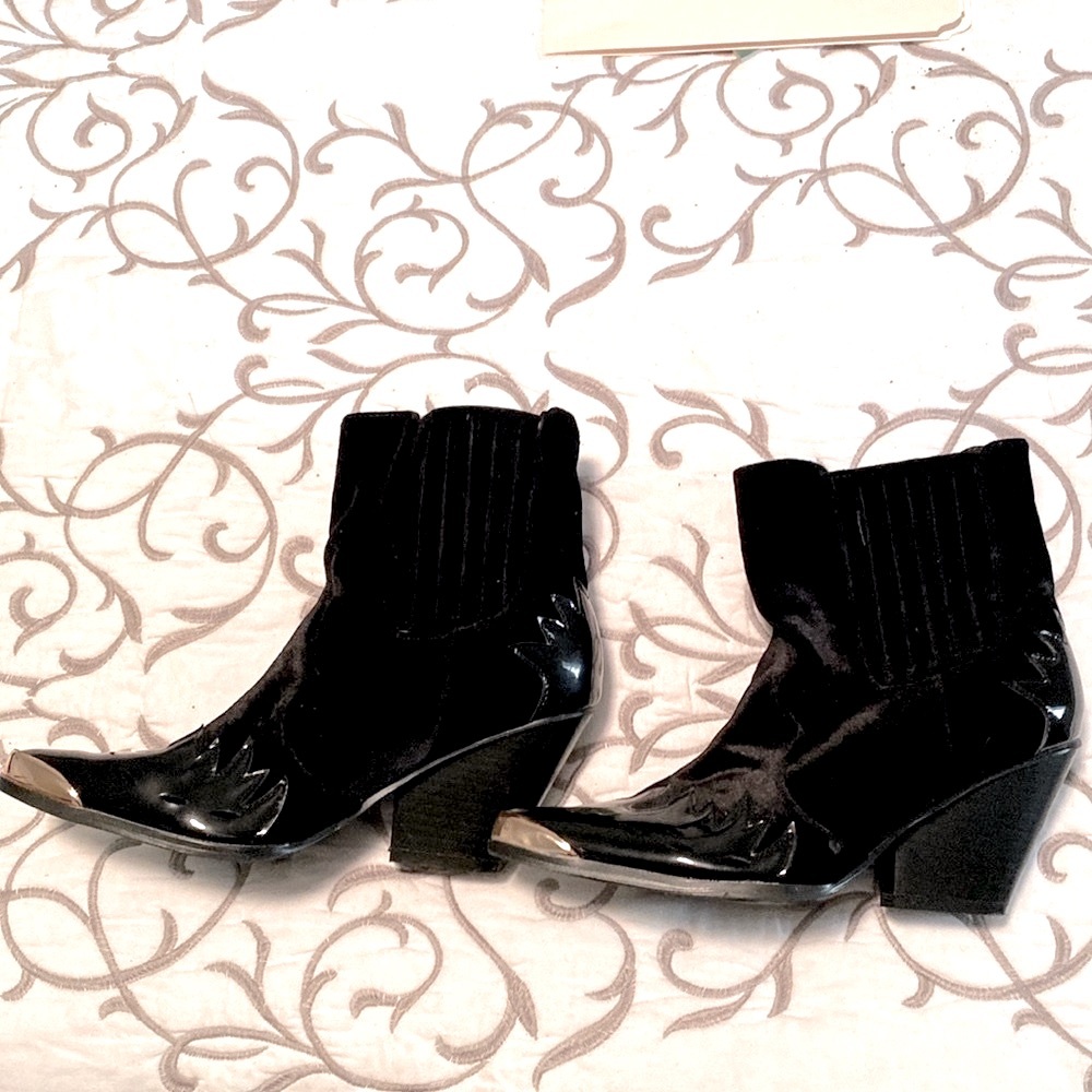 Doll Kill Black velvet boots